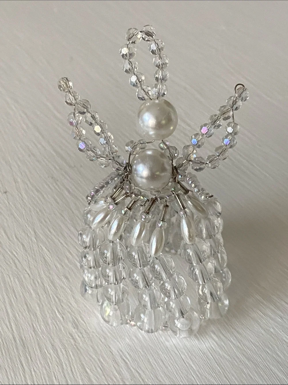 3D Crystal Angel Ornament - Clear Crystals & Pearls Christmas Decor
